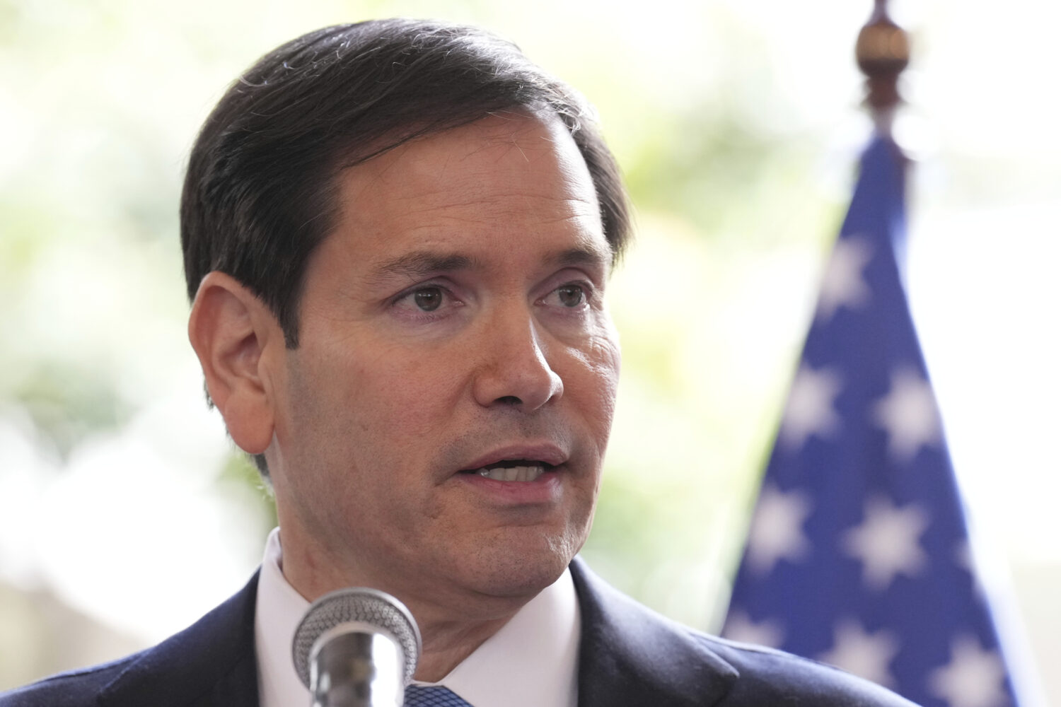 Secretary of State Marco Rubio speaks during a joint news conference with Ecuador's Foreign Ministe...