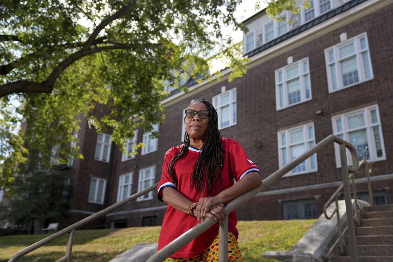 Thomasina Clarke poses for a photo outside Sumner High School Sept. 18, 2025, in St. Louis. (AP Pho...