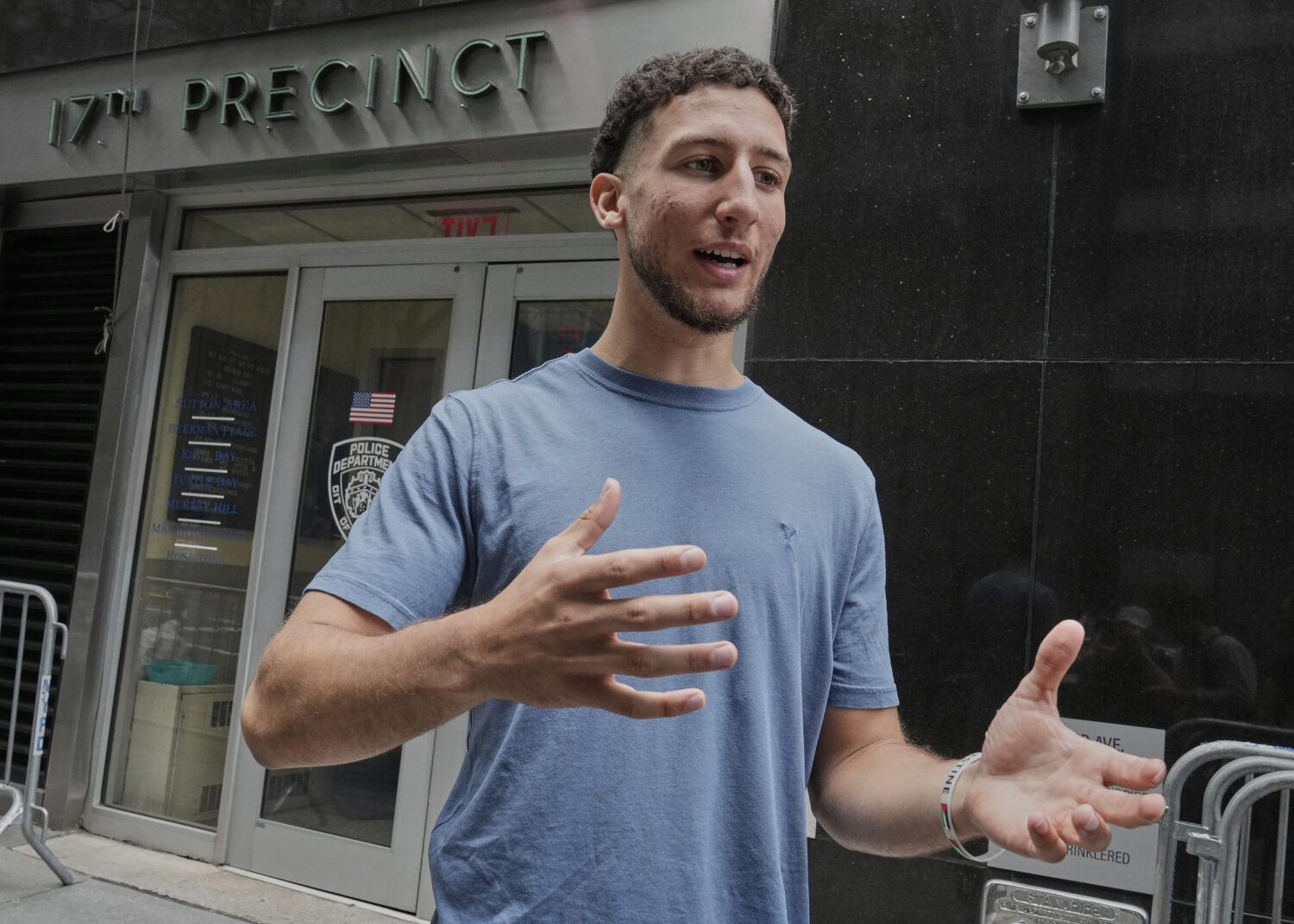 Yasin El Sammak is interviewed outside the New York City Police Department's 17th Precinct, Wednesd...