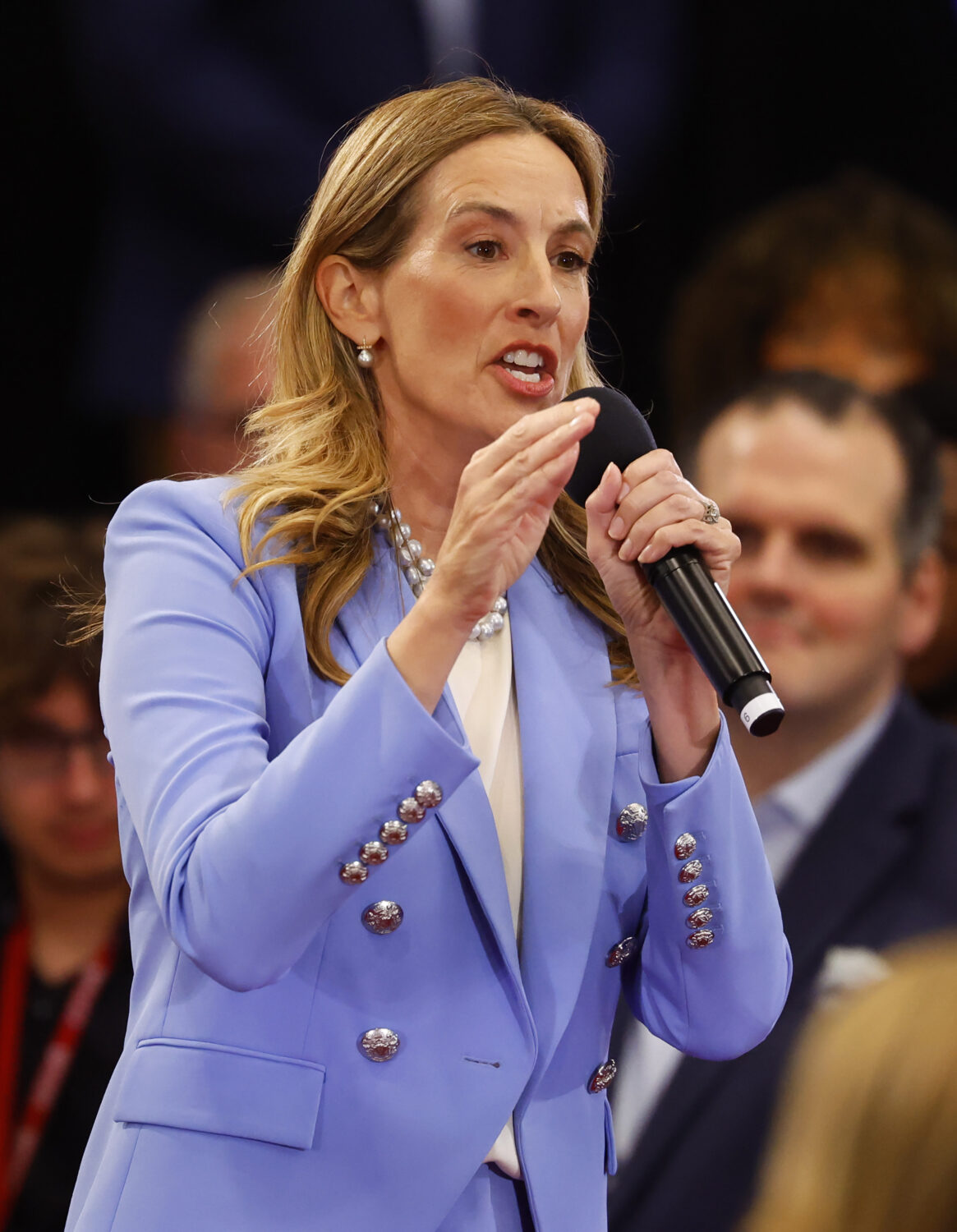 Democrat Mikie Sherrill responds to questions during the first general election gubernatorial debat...