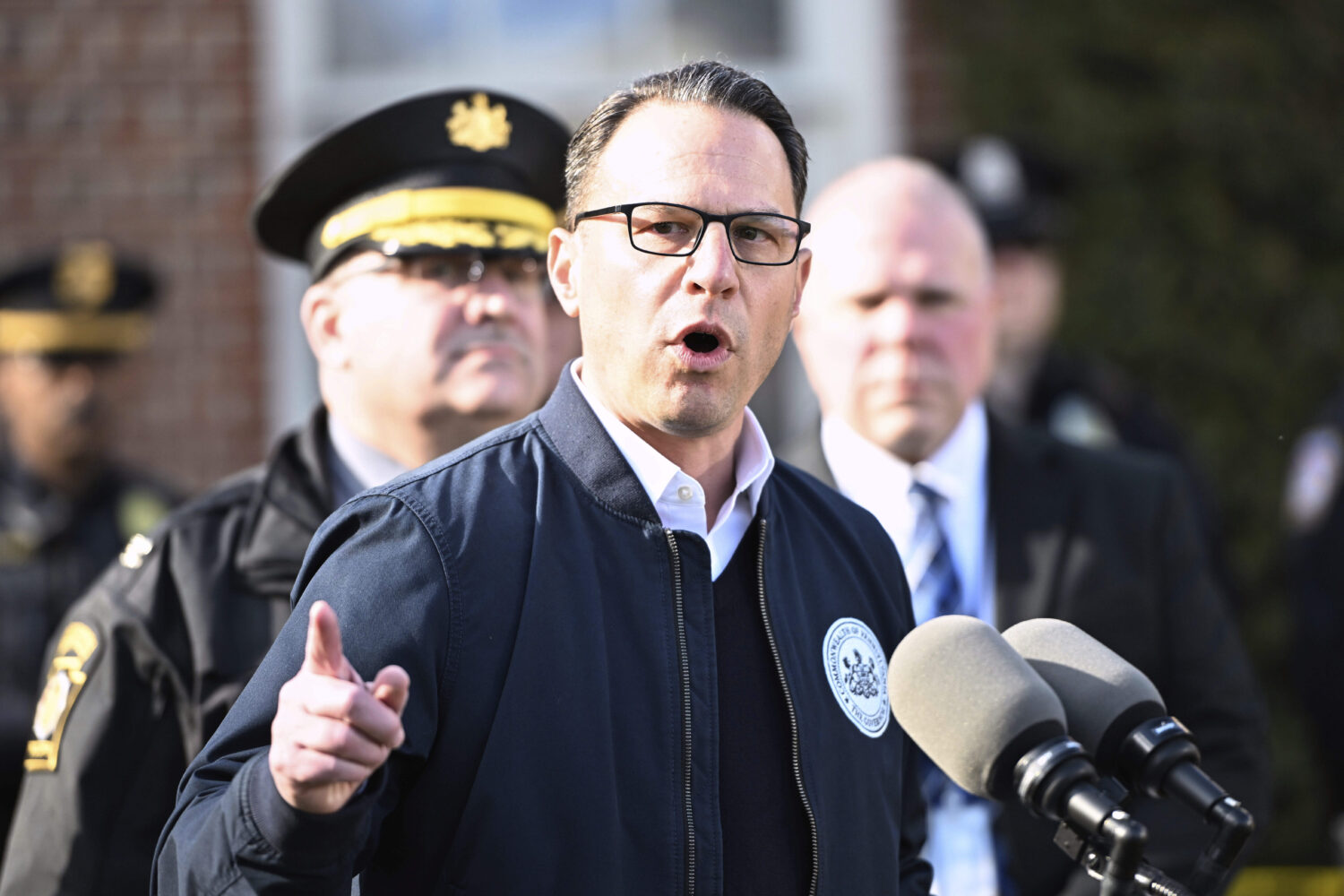 FILE - Pennsylvania Gov. Josh Shapiro speaks during a news conference at the governor's official re...