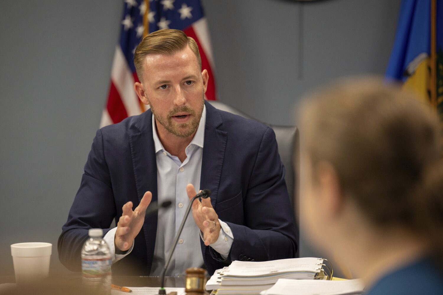 FILE - State Superintendent Ryan Walters speaks to members of the State Board of Education during a...