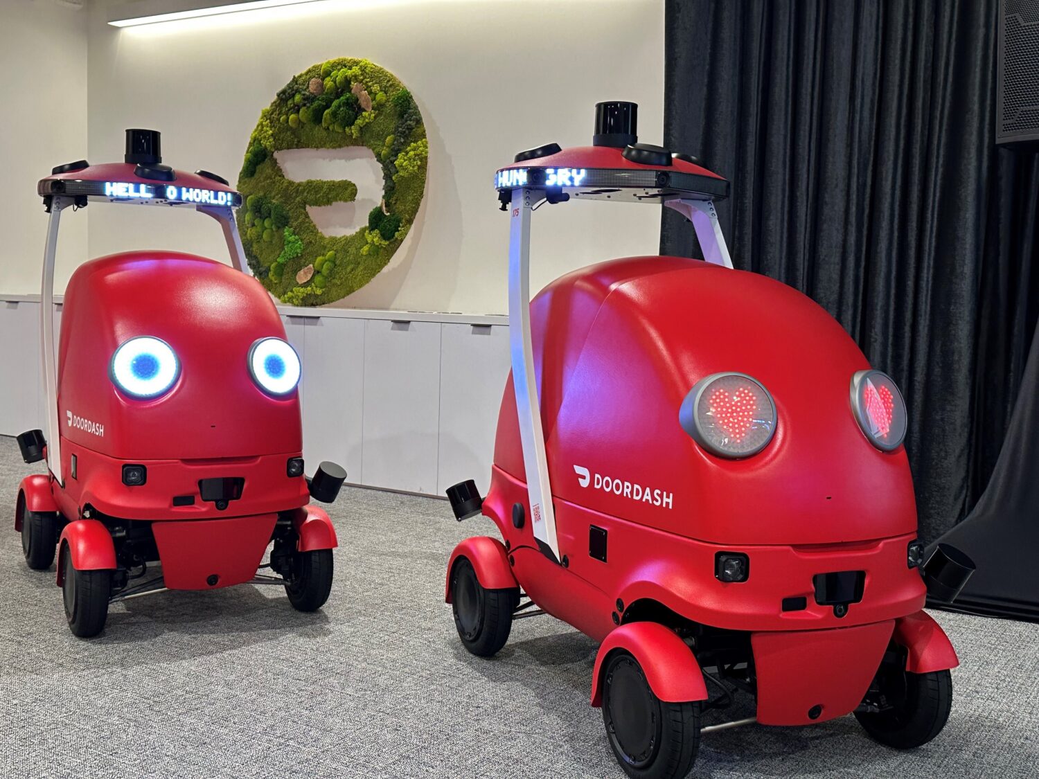 Delivery service DoorDash displays its new delivery robots called Dots on Sept. 29, 2025, at DoorDa...