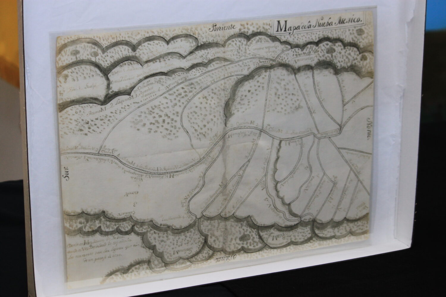 A centuries-old map is displayed at a ceremony marking its return to Mexico's national archives in ...