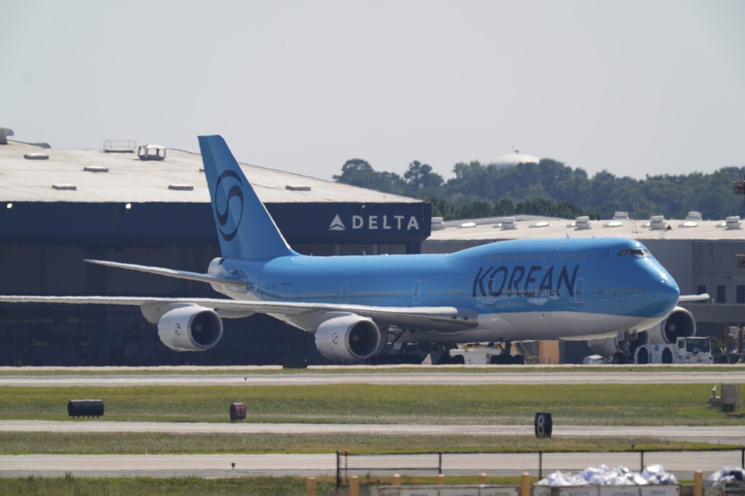 A Korean Air charter plane taxis at Hartsfield-Jackson International Airport in Atlanta, Wednesday,...