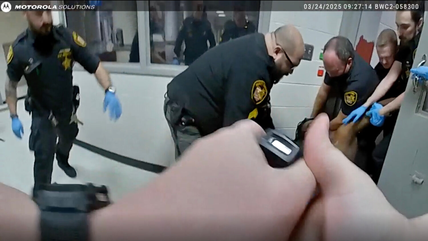 This image taken from video released by the Montgomery County Sheriff's Office shows law enforcemen...