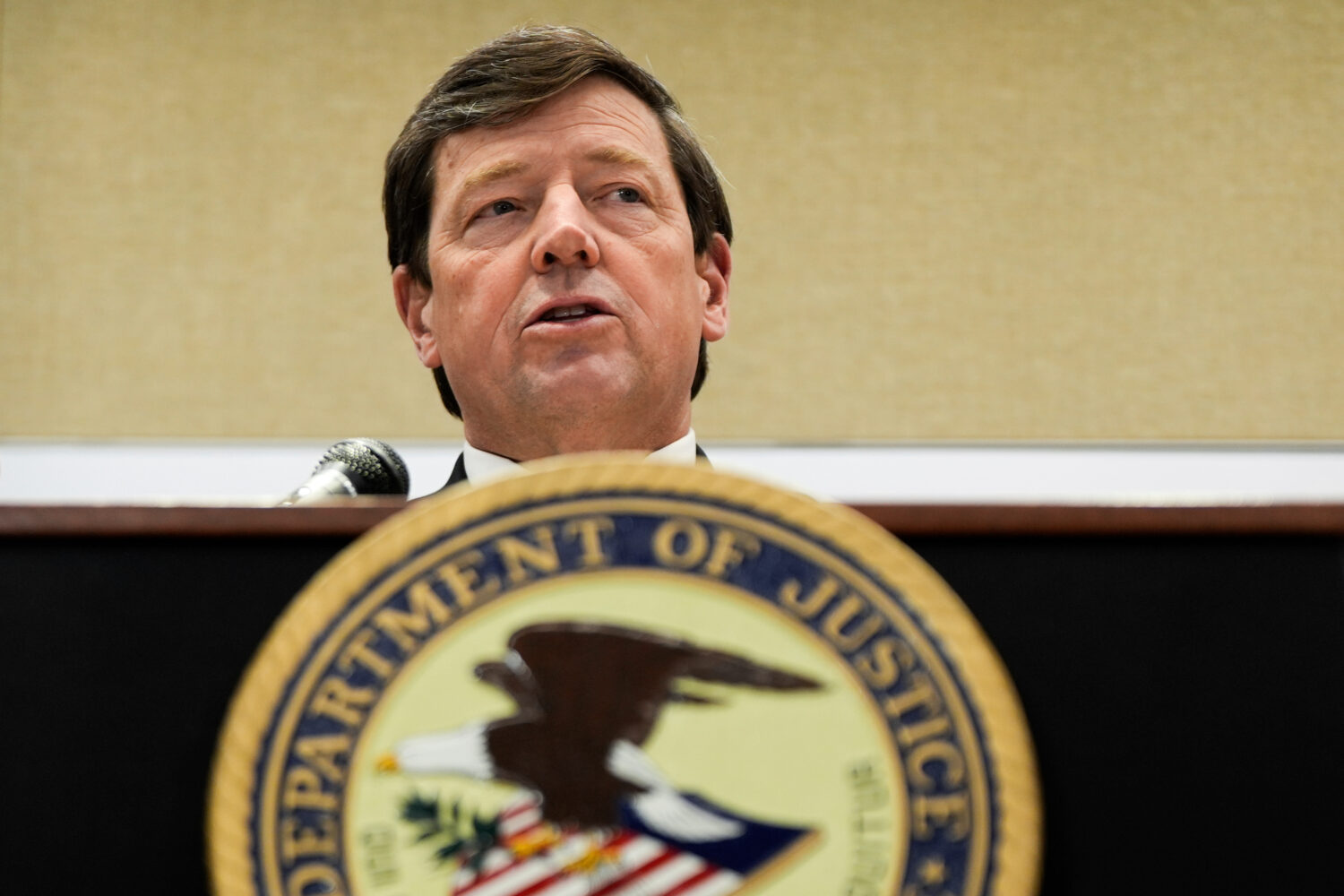 FILE - U.S. Attorney Edward R. Martin Jr. speaks at a news conference, May 13, 2025, in Washington....