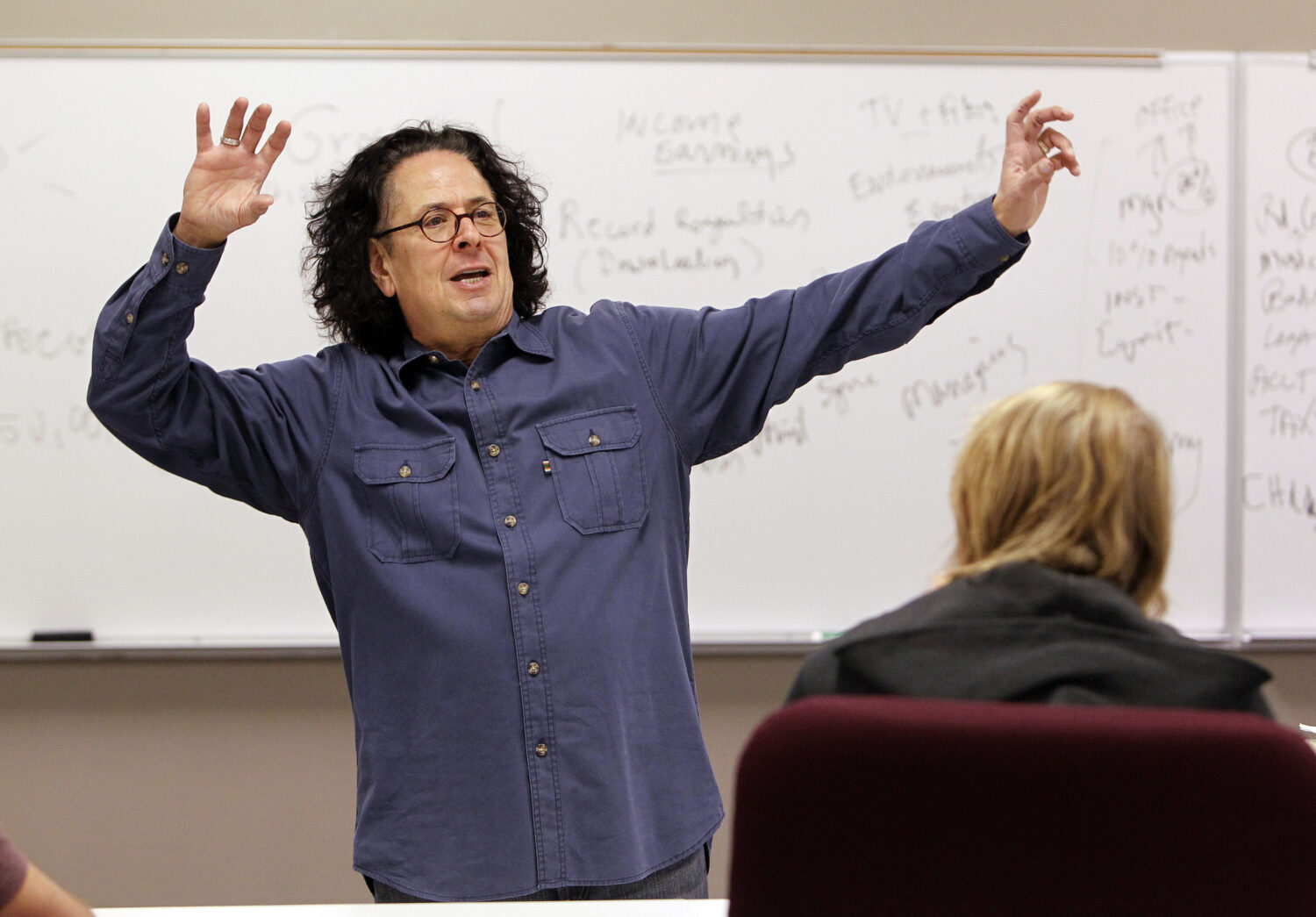 FILE - In this Jan. 20, 2011 photo, Mark Volman teaches a class in music management at Belmont Univ...