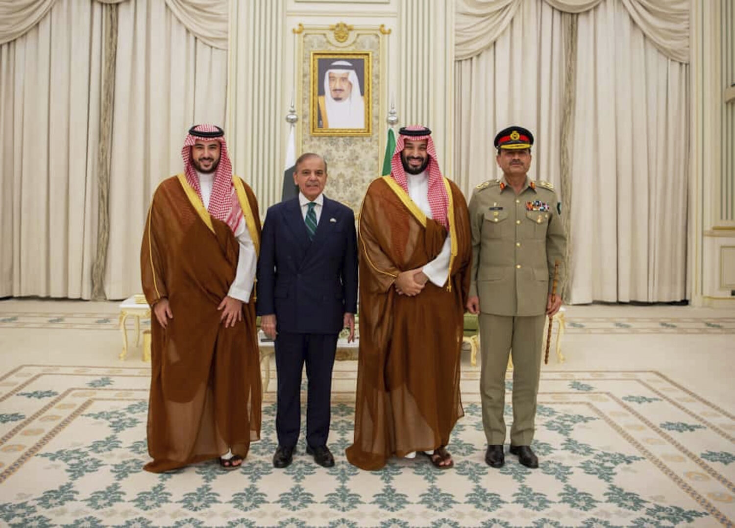 In this photo released by Pakistan's Press Information Department, Saudi Arabia's Crown Prince Moha...