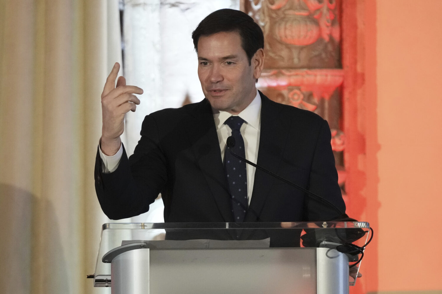 Secretary of State Marco Rubio speaks at the Lech Walesa Solidarity Prize Awards ceremony, Tuesday,...