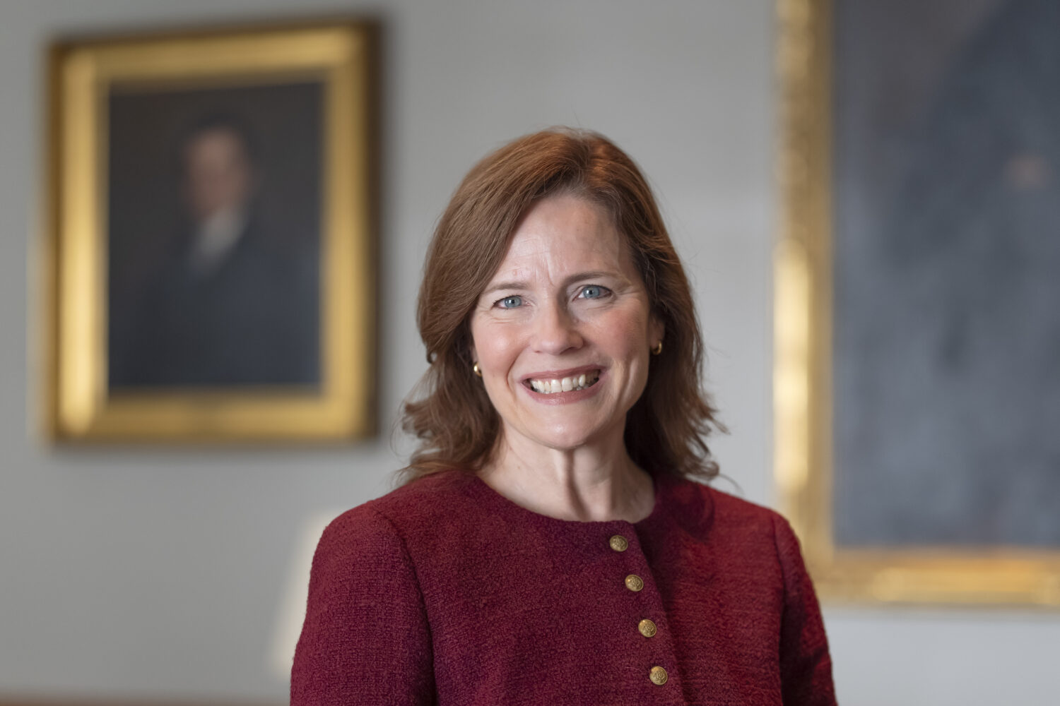 Supreme Court Associate Justice Amy Coney Barrett poses for a photo during an interview with The As...