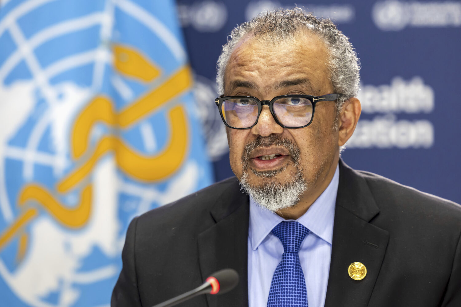 Tedros Adhanom Ghebreyesus, Director General of the World Health Organization (WHO), briefs the med...