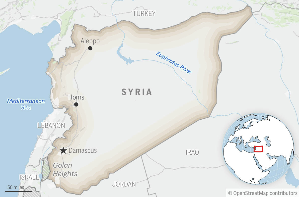 This is a locator map for Syria with its capital, Damascus. (AP Photo)Credit: ASSOCIATED PRESS...