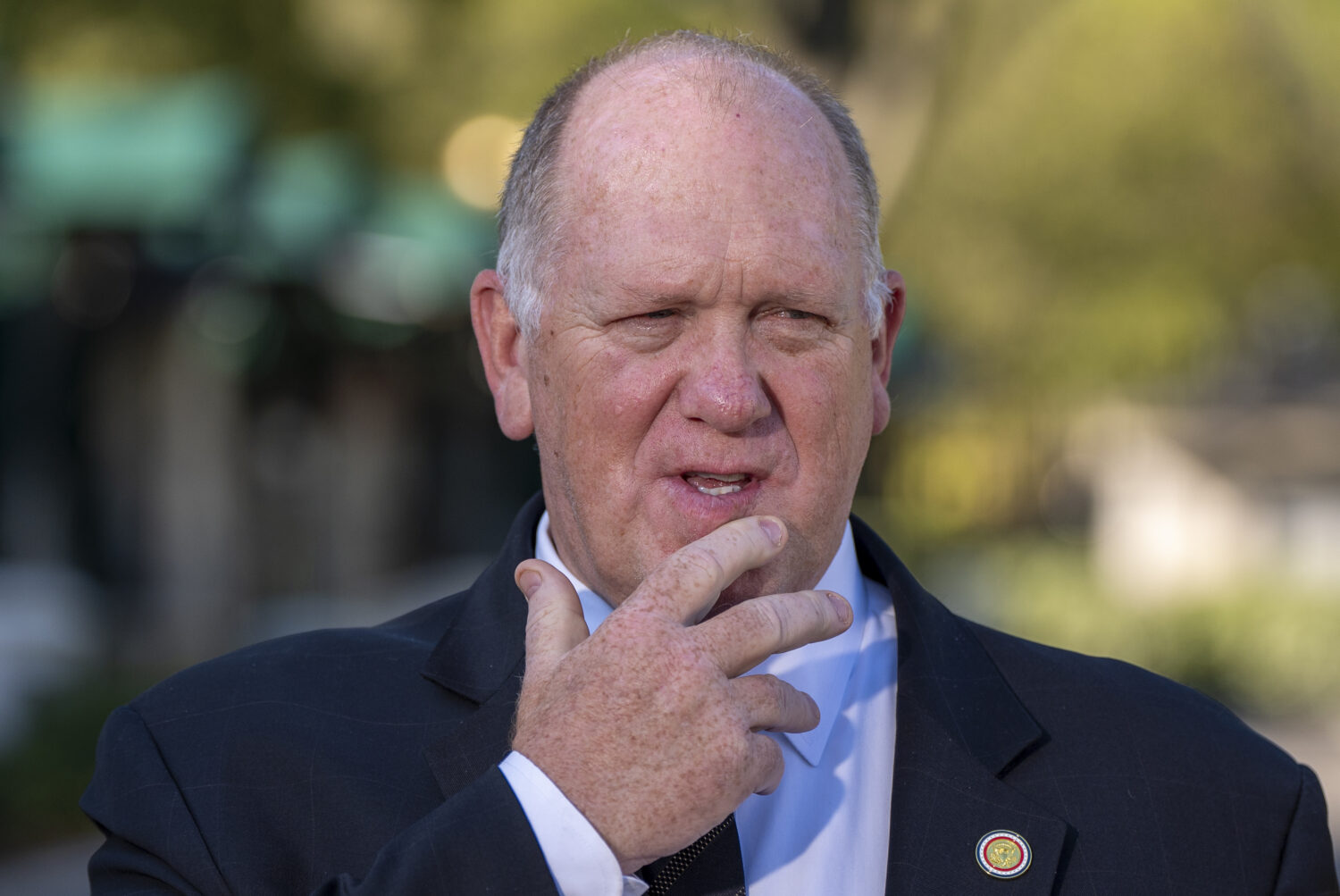 White House border czar Tom Homan speaks with reporters at the White House, Monday, Sept. 8, 2025, ...
