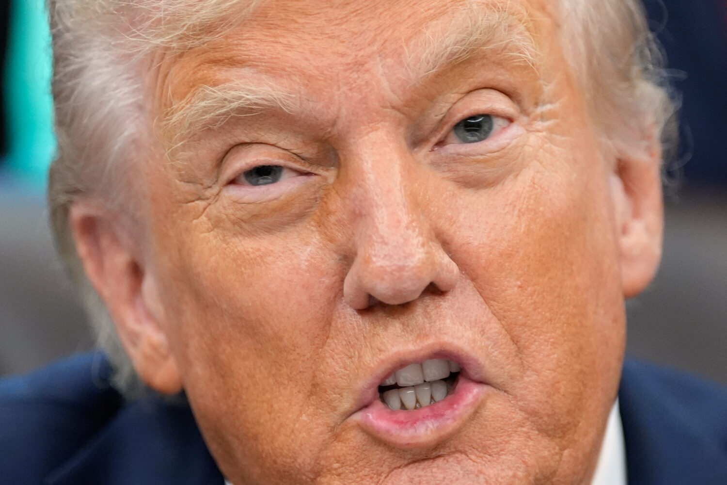 President Donald Trump speaks in the Oval Office of the White House, Tuesday, Sept. 30, 2025, in Wa...