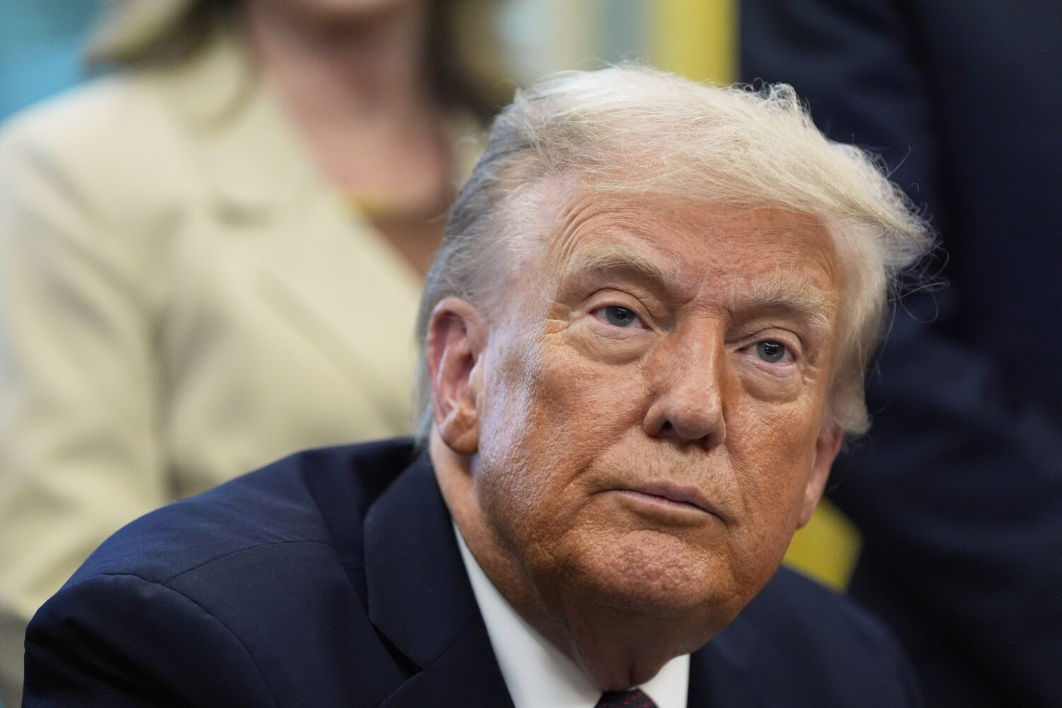 President Donald Trump speaks in the Oval Office of the White House, Monday, Sept. 15, 2025, in Was...