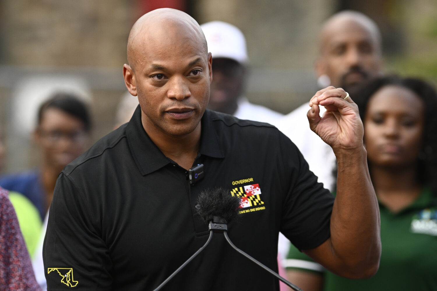 Maryland Gov. Wes Moore speaks during a news conference, Friday, Sept. 5, 2025, in Baltimore. (AP P...