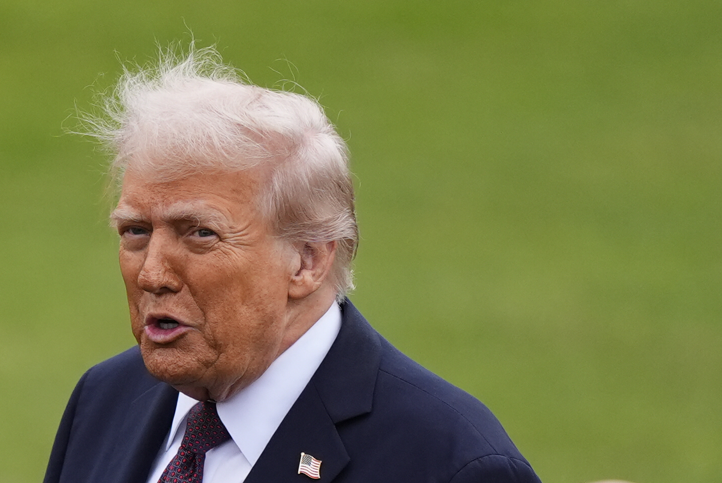 President Donald Trump after a Beating Retreat ceremony at Windsor Castle, England, Wednesday, Sept...