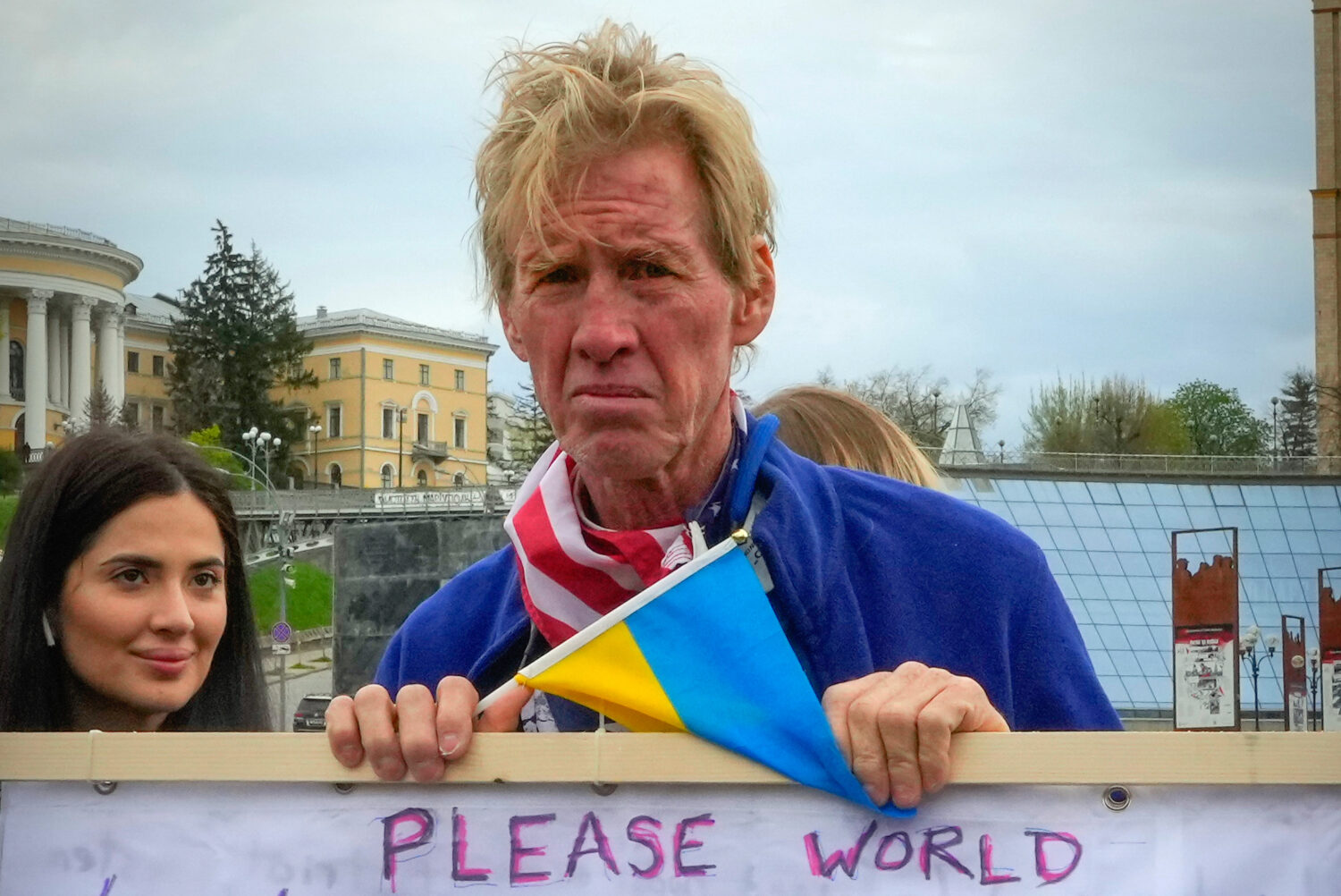 FILE - Ryan Wesley Routh takes part in a rally in central Kyiv, Ukraine, April 30, 2022. (AP Photo/...