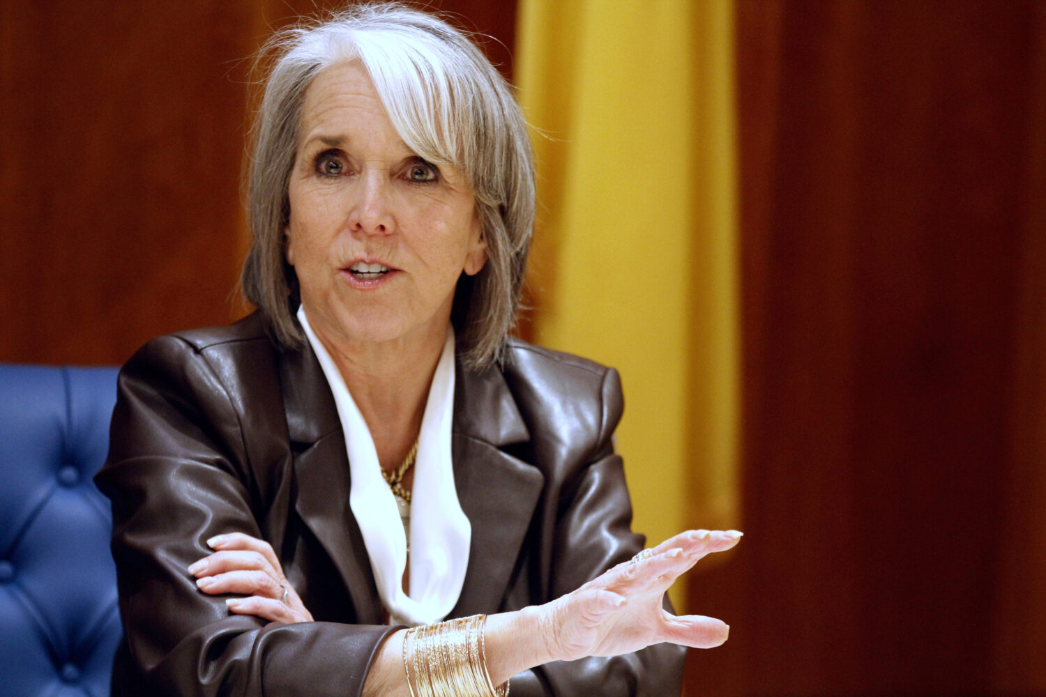 FILE - Democratic New Mexico Gov. Michelle Lujan Grisham speaks at a news conference, March 22, 202...