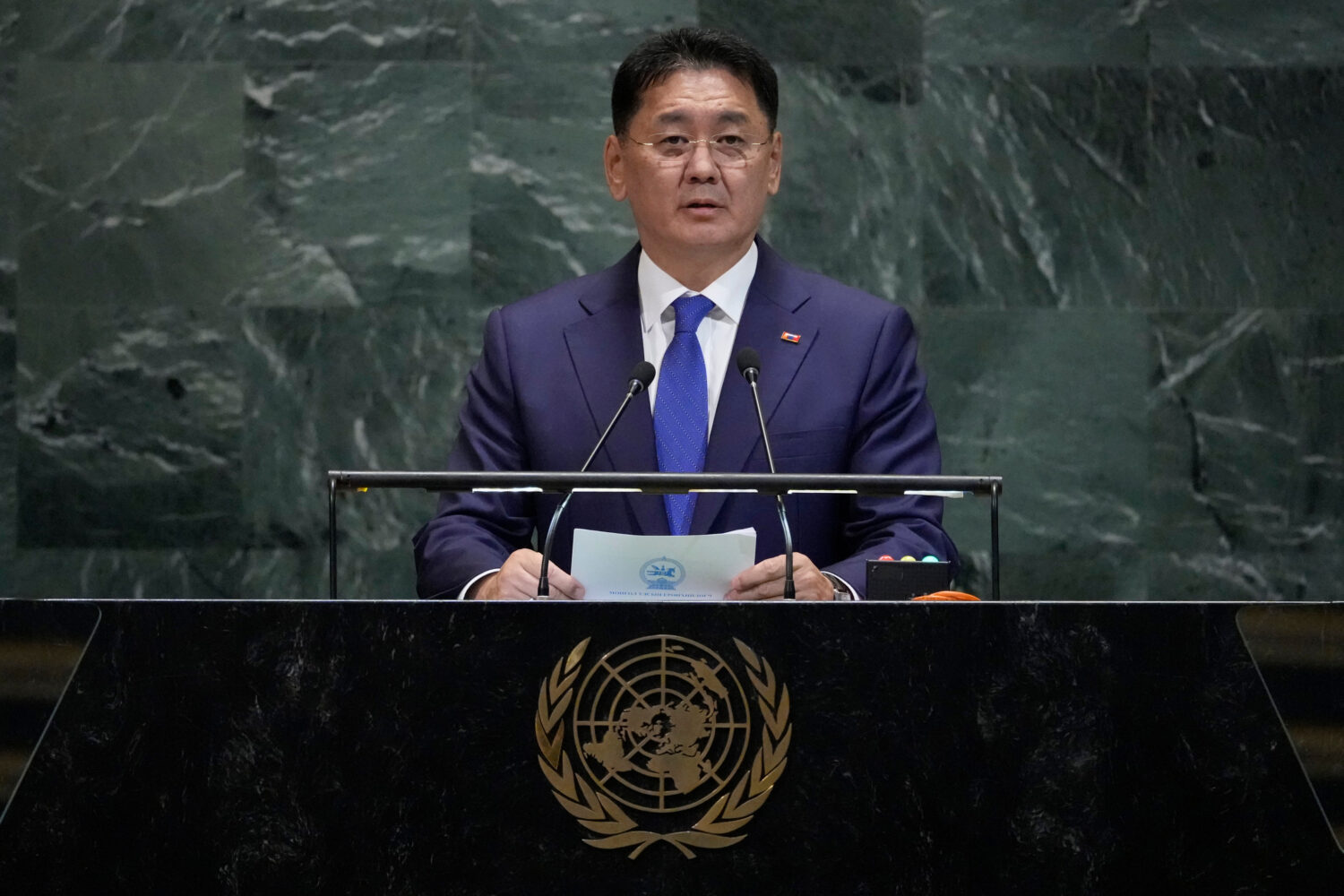 President of Mongolia, Khurelsukh Ukhnaa, addresses the 80th session of the United Nations General ...