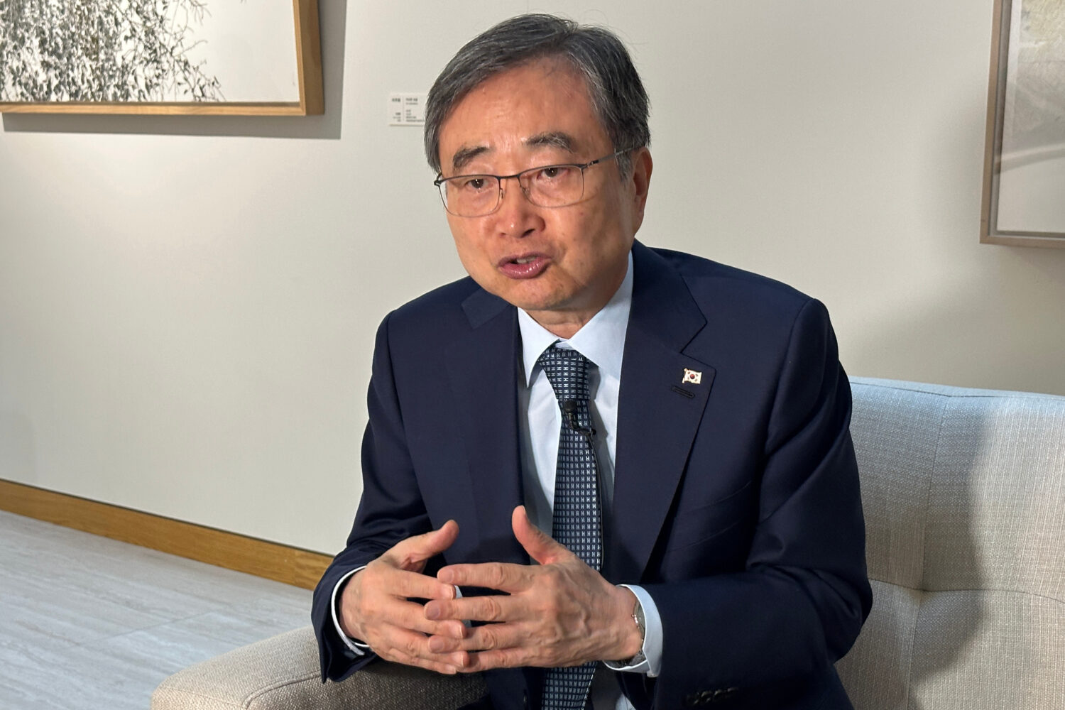 South Korean Foreign Minister Cho Hyun speaks at the Republic of Korea Mission in New York during t...
