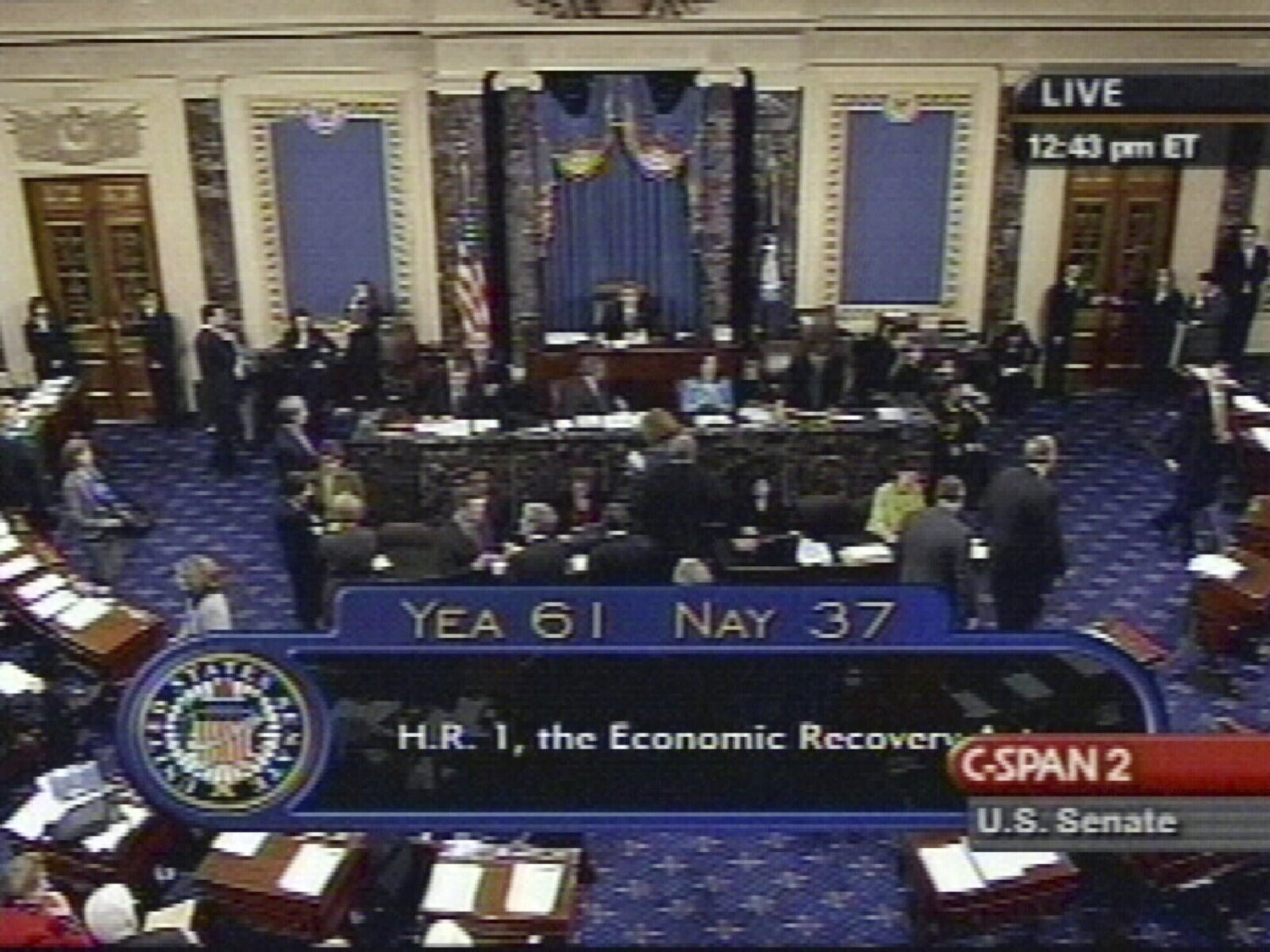 FILE - In this image taken from video provided by C-SPAN, the final vote count on President Barack ...