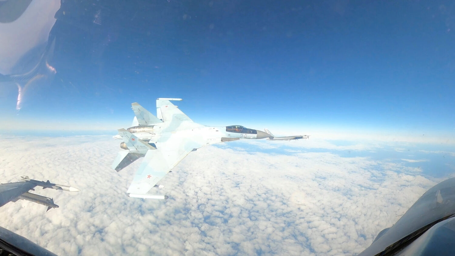 FILE - In this Sept. 23, 2024, image taken from video, a U.S. Air Force F-16 operating under the di...