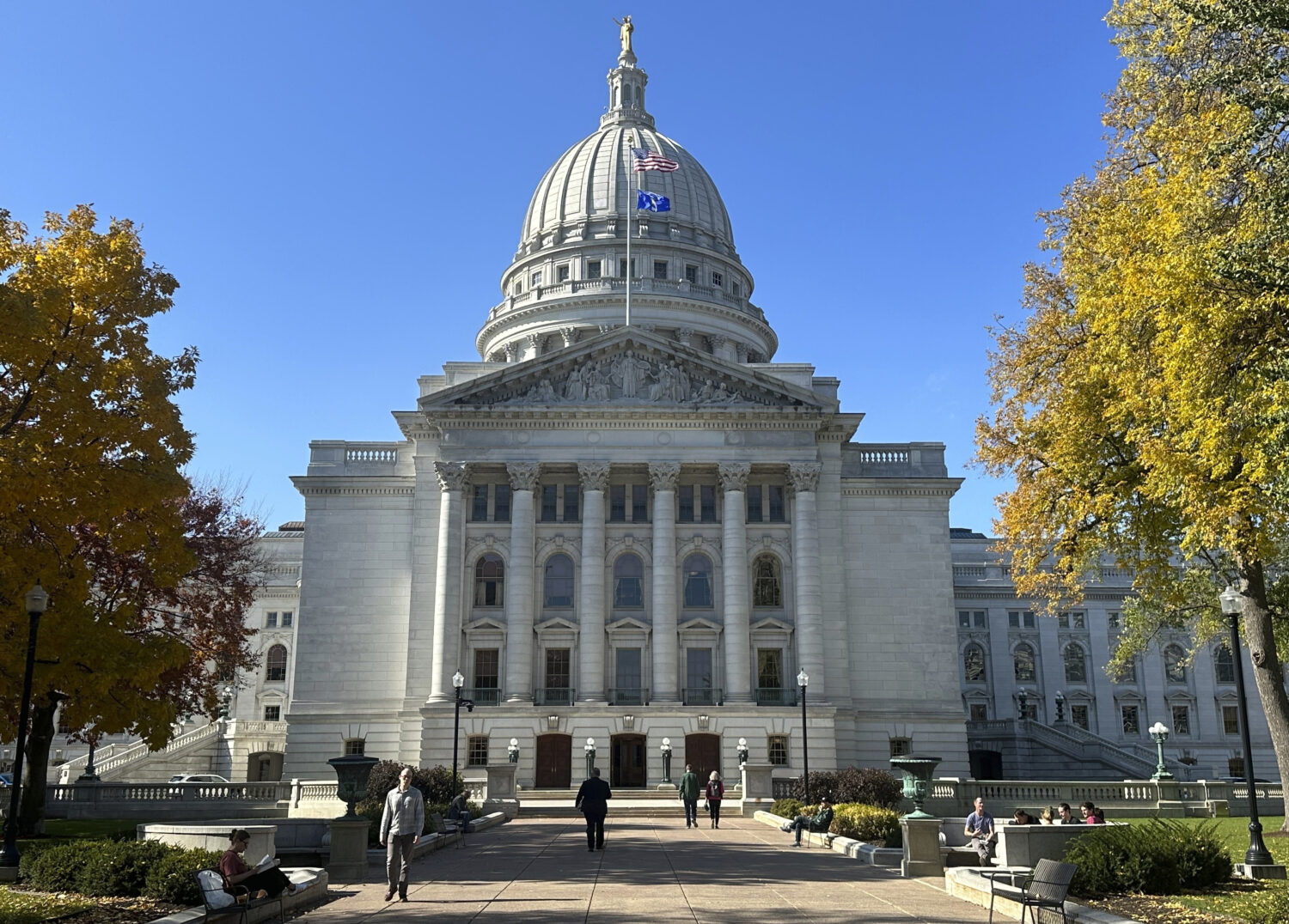 FILE - The Wisconsin Capitol is seen, Oct. 24, 2023, in Madison, Wis. (AP Photo/Scott Bauer, File)C...