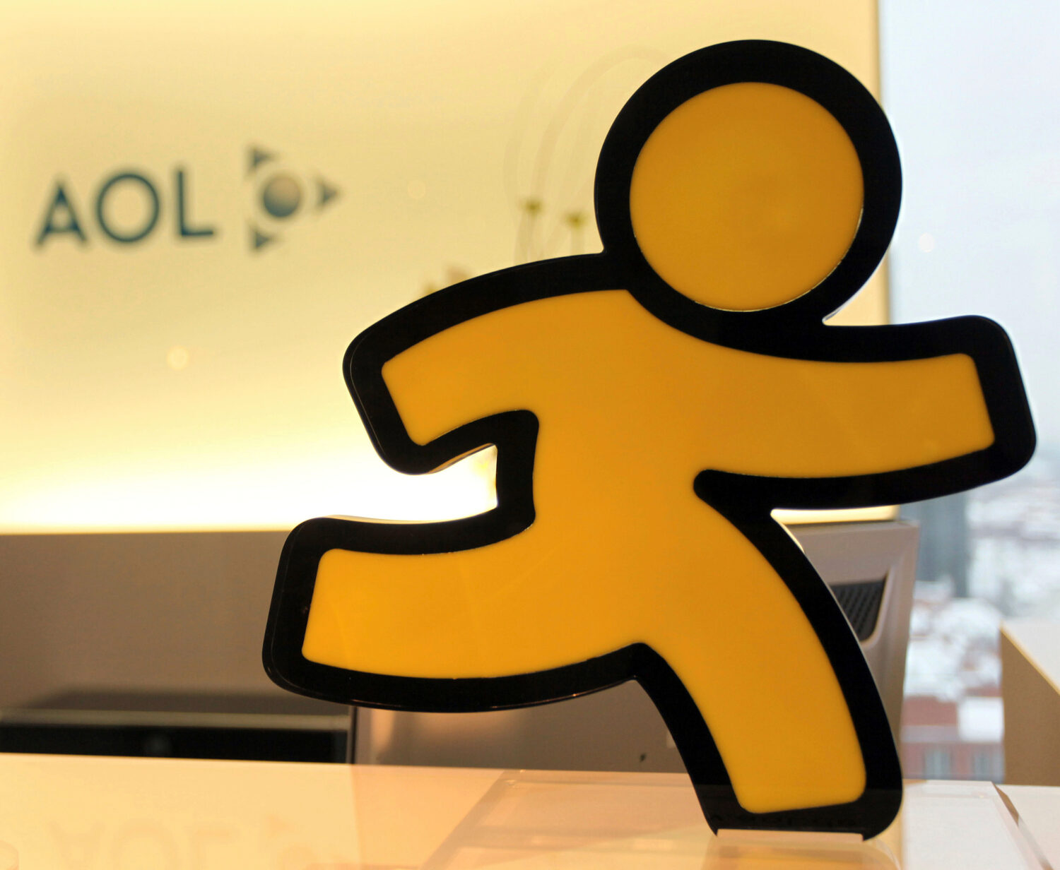 FILE - An AOL logo is seen in the company's office in Hamburg, Germany, Jan. 12, 2010. (AP Photo/Ax...