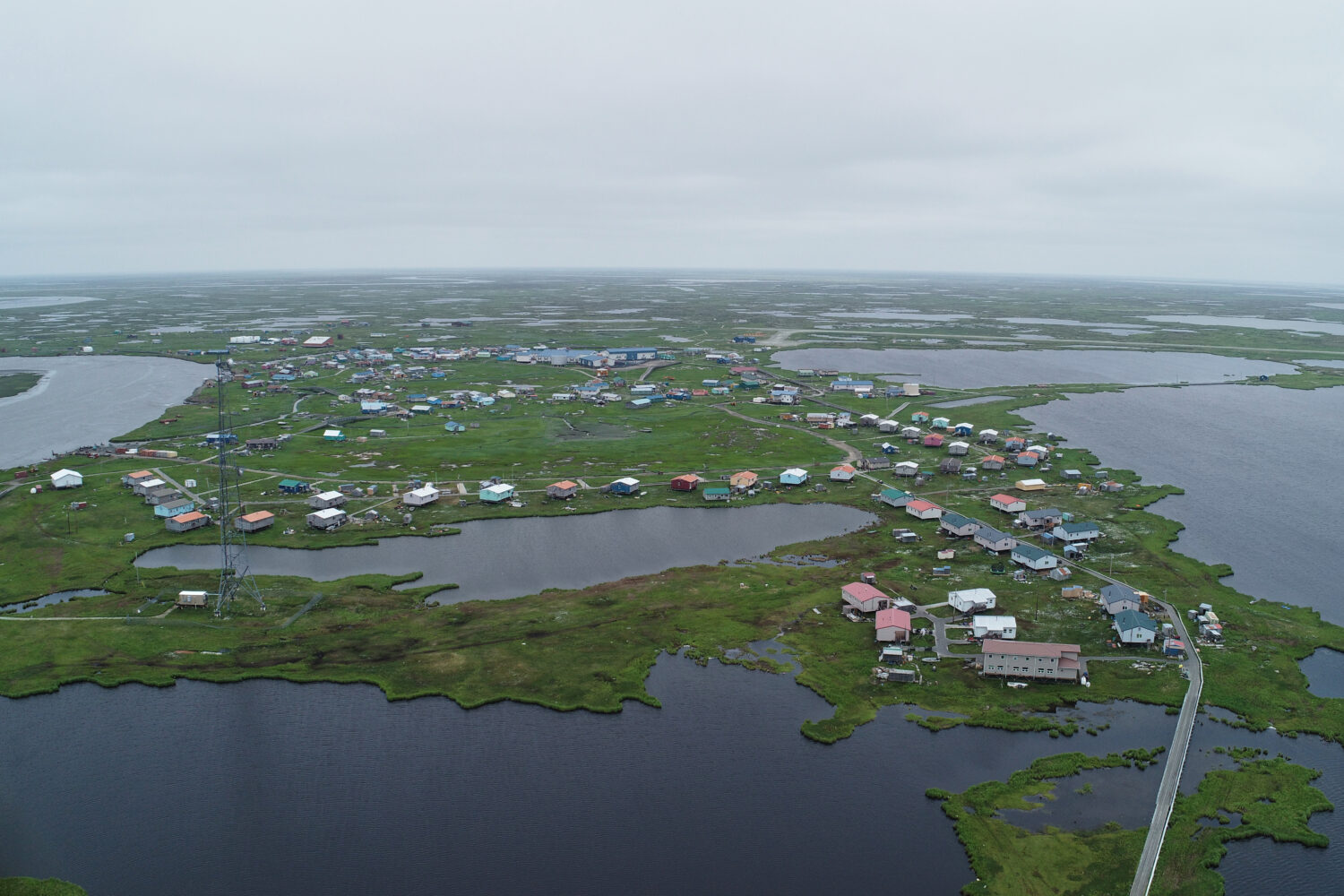 This photo provided by the Alaska Division of Geological Geophysical Surveys shows the village of K...