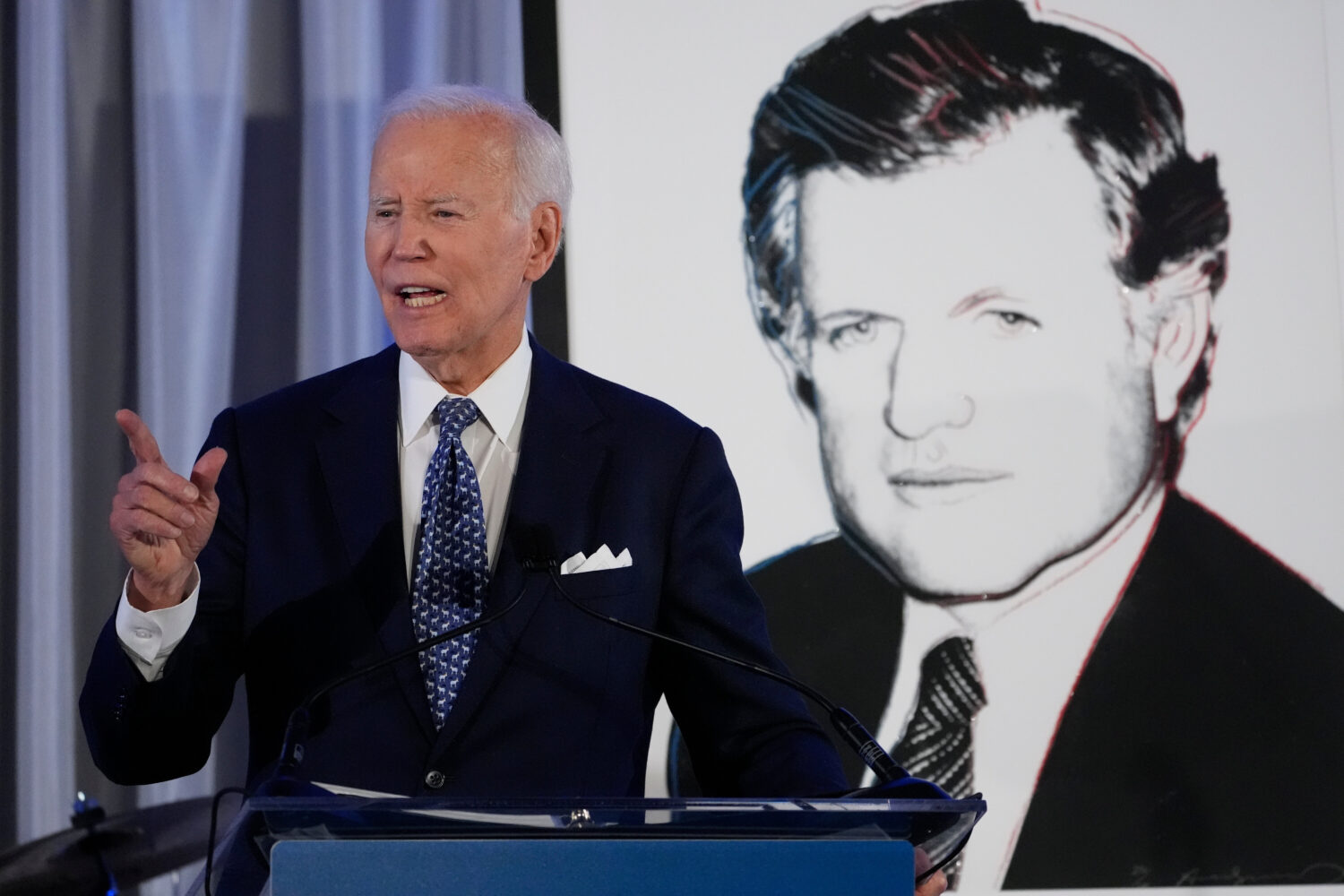 Former President Joe Biden speaks after receiving the Lifetime Achievement Award at the Edward M. K...