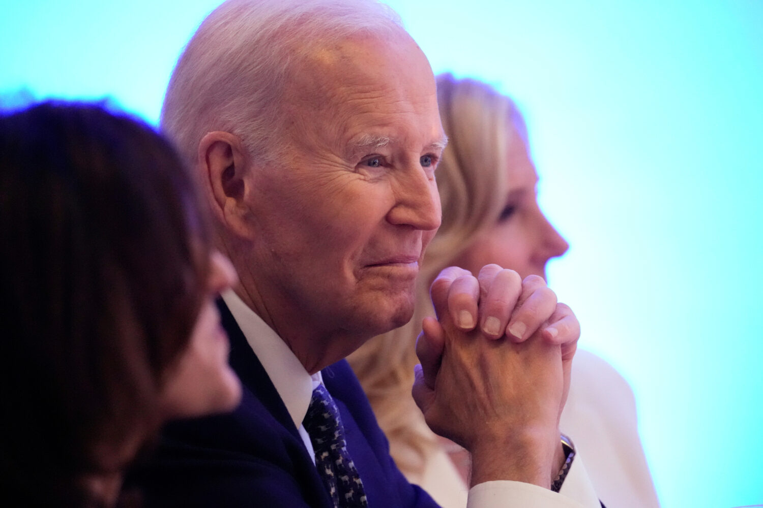 Former President Joe Biden listens to a speaker before receiving the Lifetime Achievement Award at ...