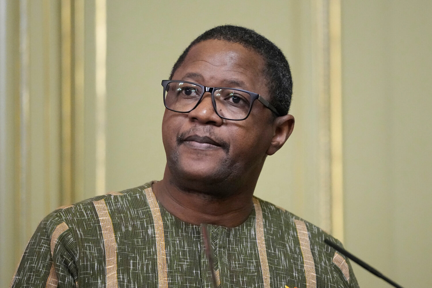 FILE -Burkina Faso Foreign Minister Karamoko Jean Marie Traore attends a joint news conference foll...