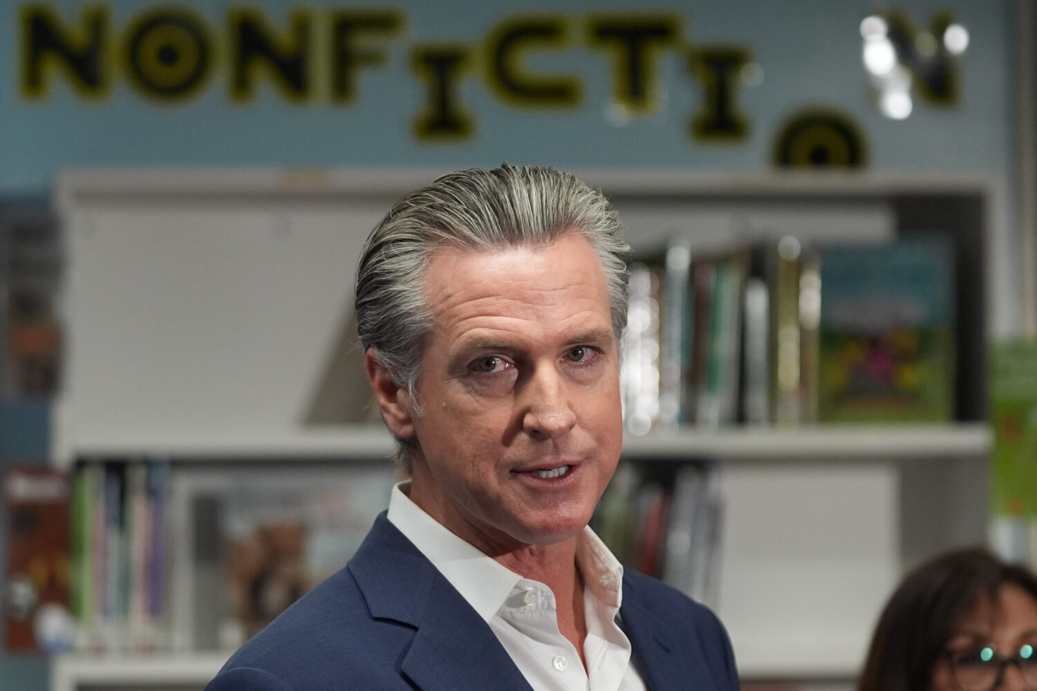California Gov. Gavin Newsom speaks before signing legislation related to student literacy in Los A...