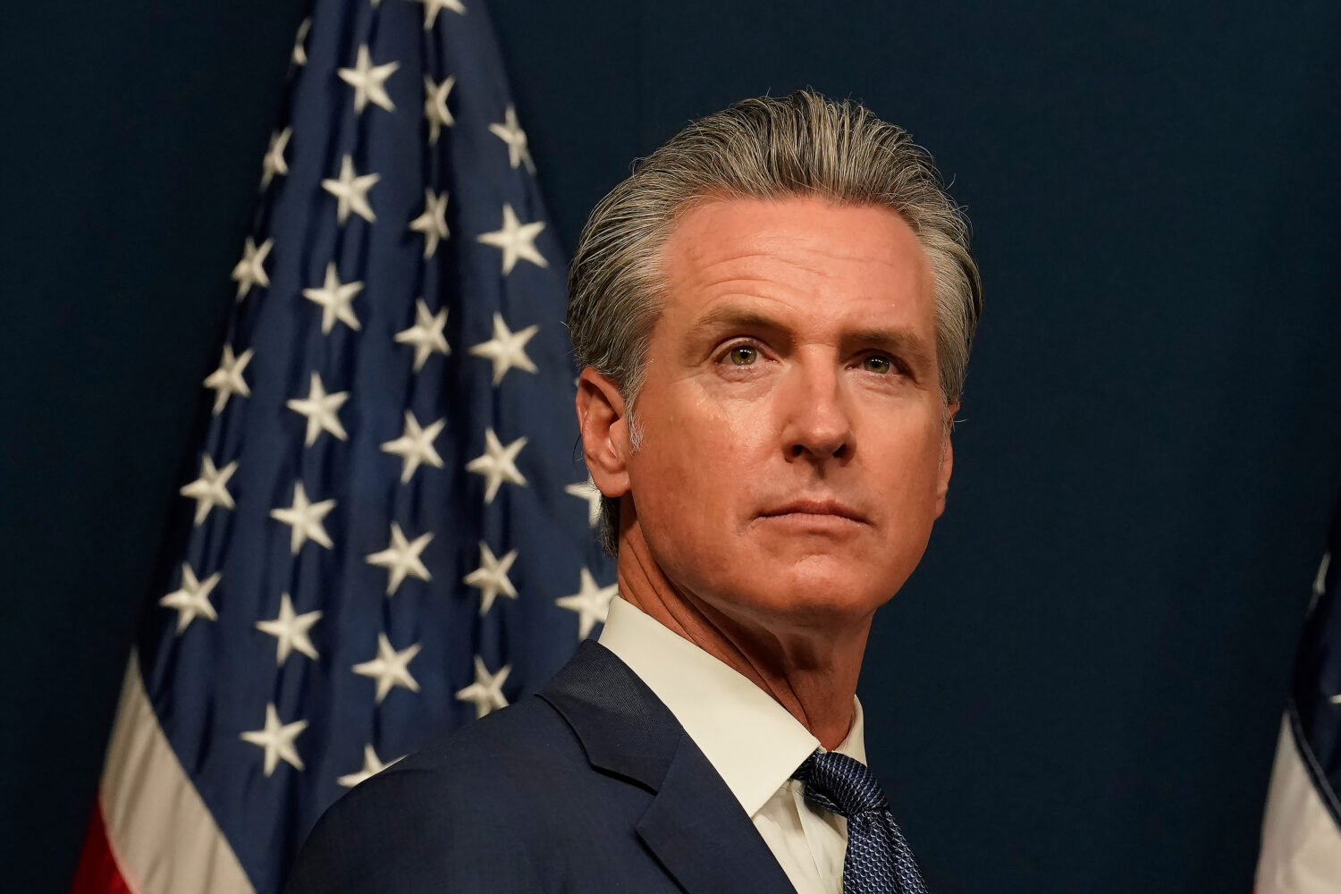 FILE - California Gov. Gavin Newsom at a press conference to discuss the measures approved by the l...