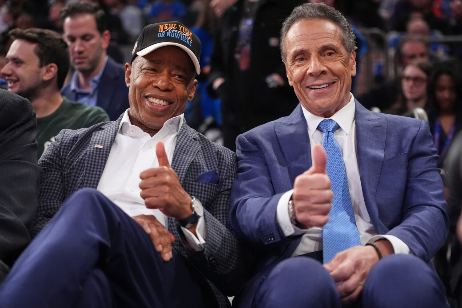 New York City Mayor Eric Adams, left, and Independent candidate former New York Gov. Andrew Cuomo, ...