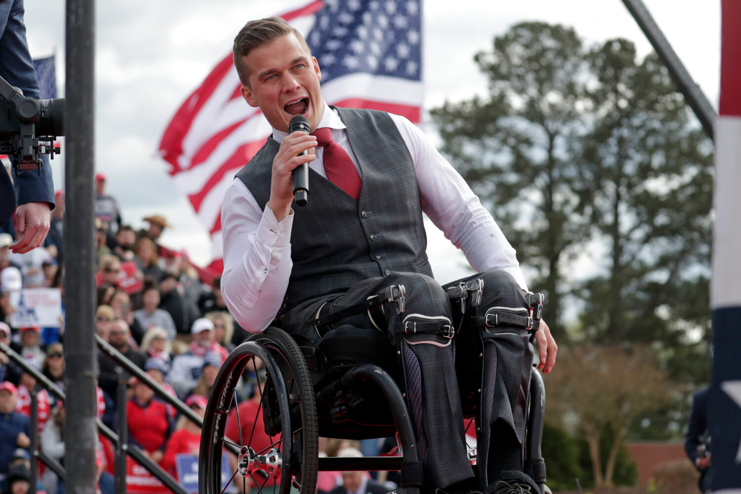 FILE - Rep. Madison Cawthorn, R-N.C., speaks before former President Donald Trump takes the stage a...