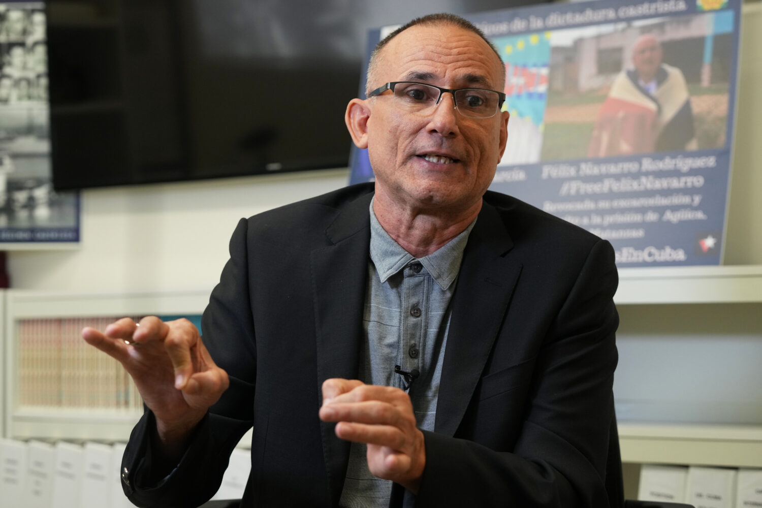 Cuban dissident Jose Daniel Ferrer speaks of his experience leaving Cuba during an interview Wednes...