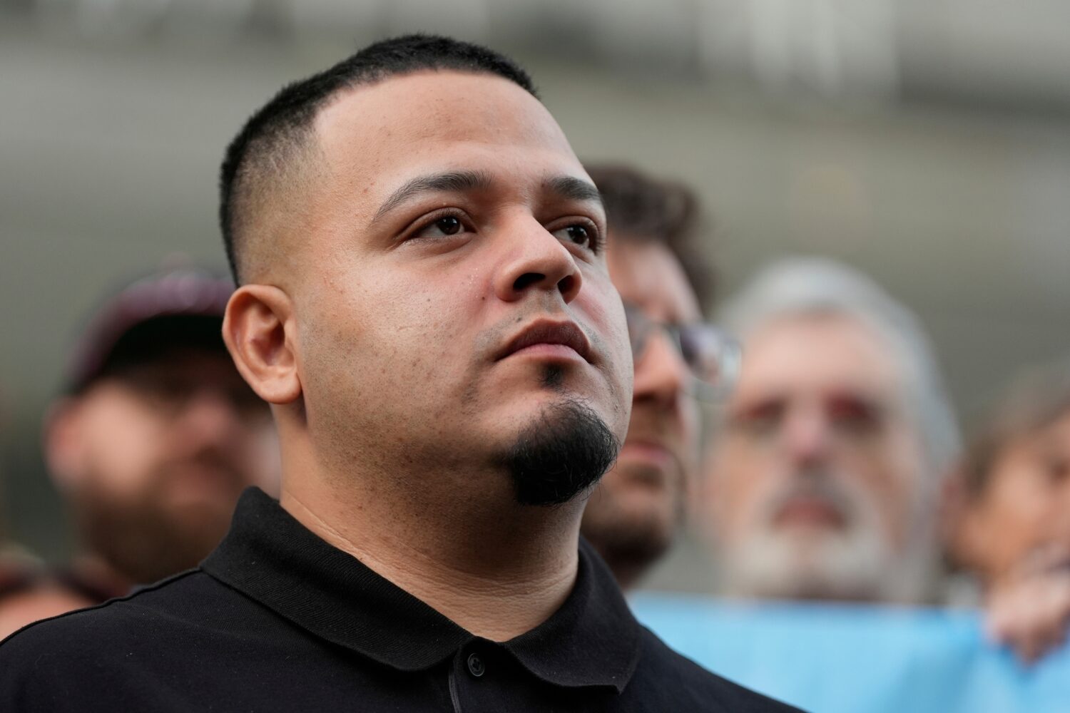 FILE - Kilmar Abrego Garcia attends a protest rally at the Immigration and Customs Enforcement fiel...