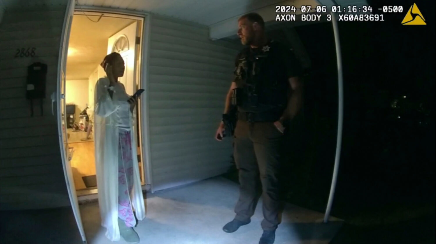 FILE - In this image taken from body camera video released by Illinois State Police, Sonya Massey, ...