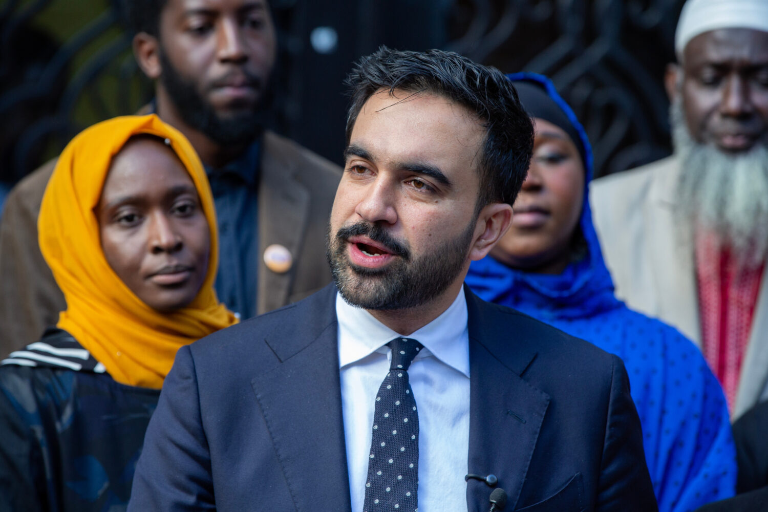 New York City Democratic mayoral candidate Zohran Mamdani speaks at the Islamic Cultural Center of ...