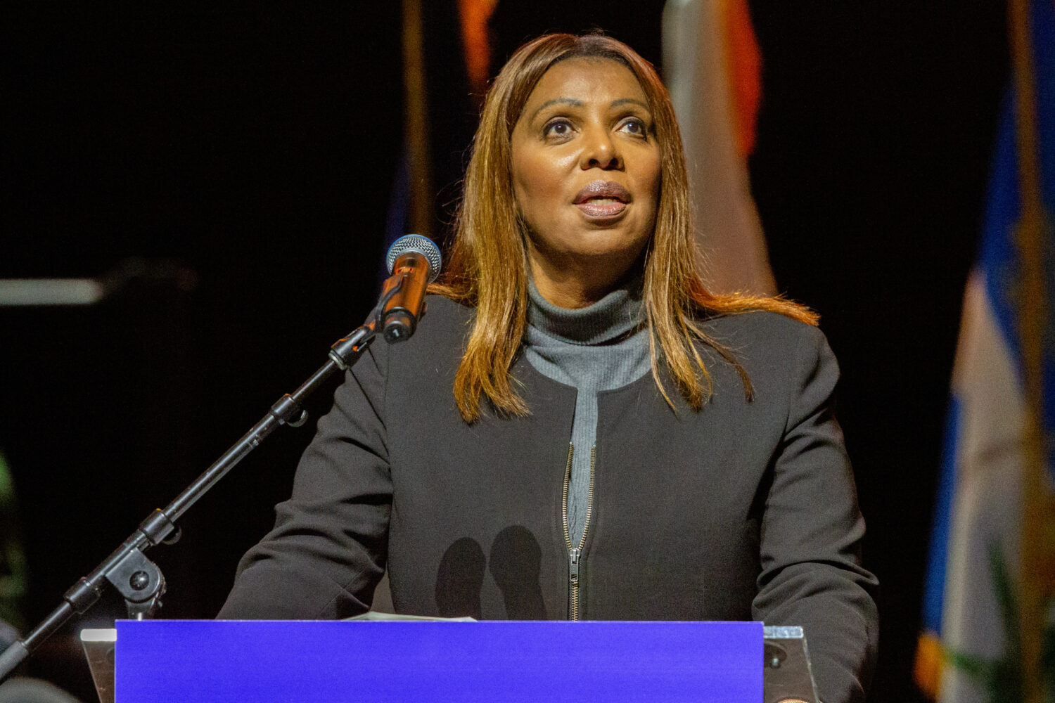 New York Attorney General Letitia James speaks at a campaign rally for New York City Democratic may...