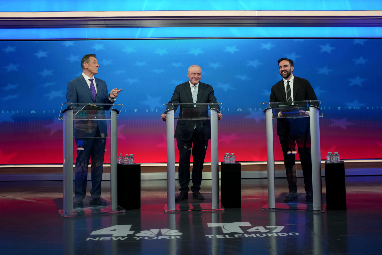 From left, Mayoral candidates Independent candidate former New York Gov. Andrew Cuomo, Republican c...