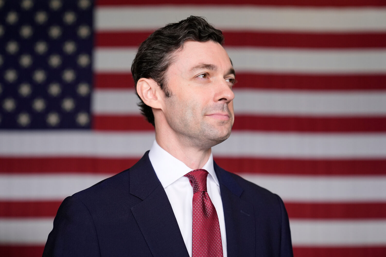 FILE - Sen. Jon Ossoff, D-Ga., poses for a portrait during an event at Dobbins Air Reserve Base, Ap...