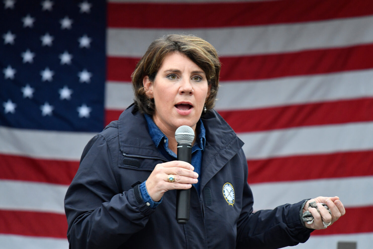 FILE - Democratic candidate for U.S. Senate Amy McGrath speaks to supporters during a rally in Danv...
