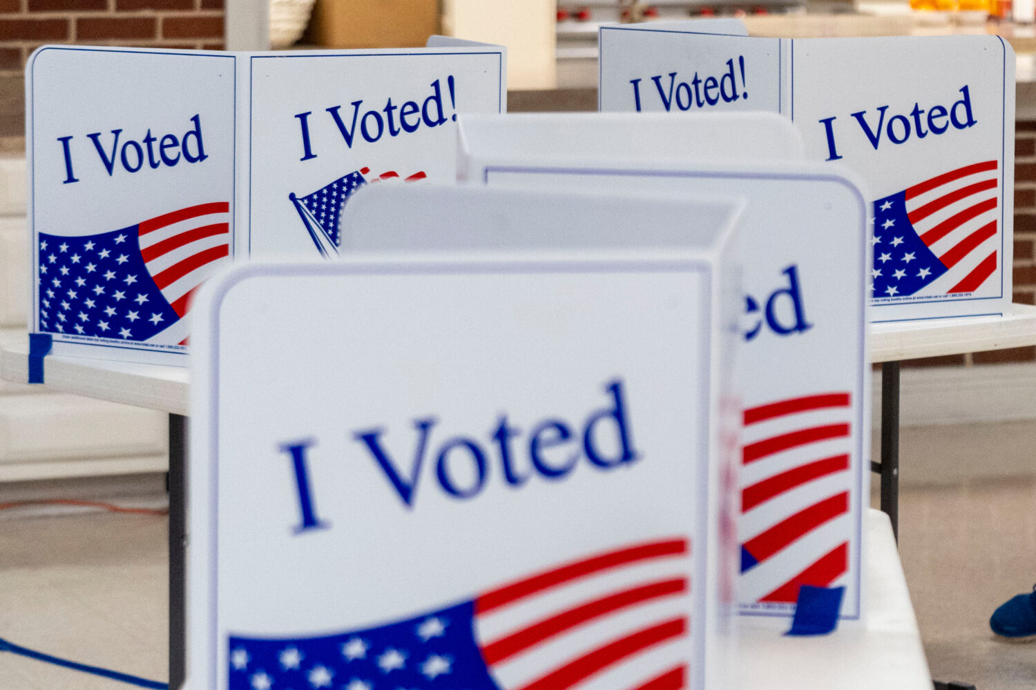 FILE - Privacy booths are seen on the morning of the South Carolina Republican primary election at ...