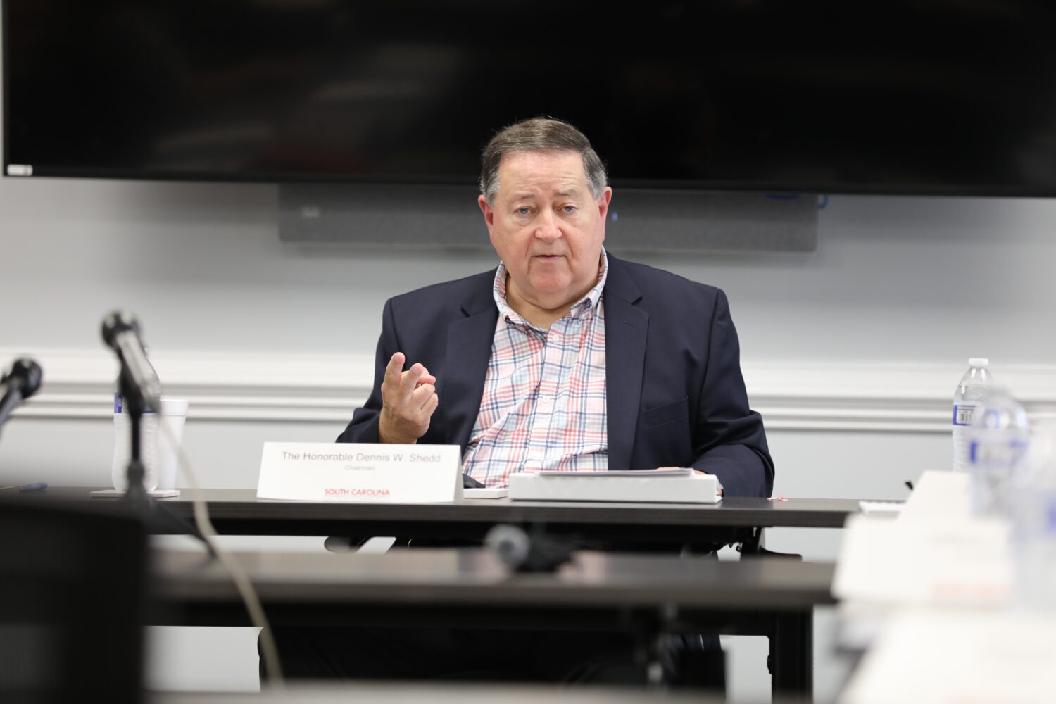 South Carolina Election Commission Chairman Dennis Shedd speaks at the commission's meeting on Wedn...