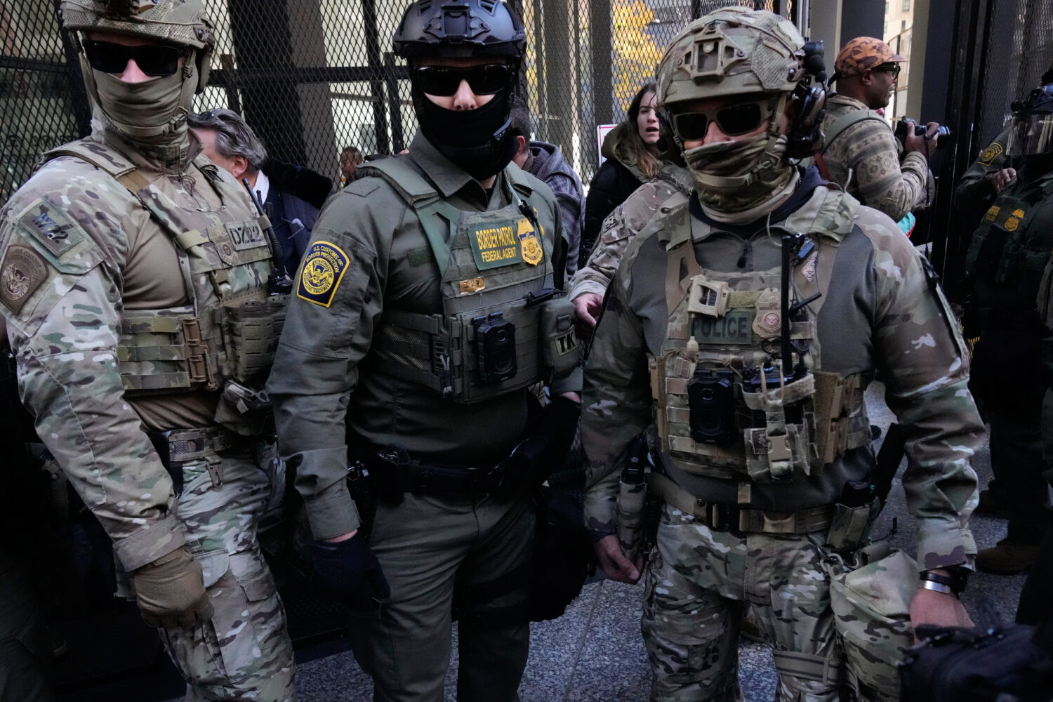 U.S. Customs and Border Patrol agents arrive to escort U.S. Customs and Border Patrol Gregory Bovin...