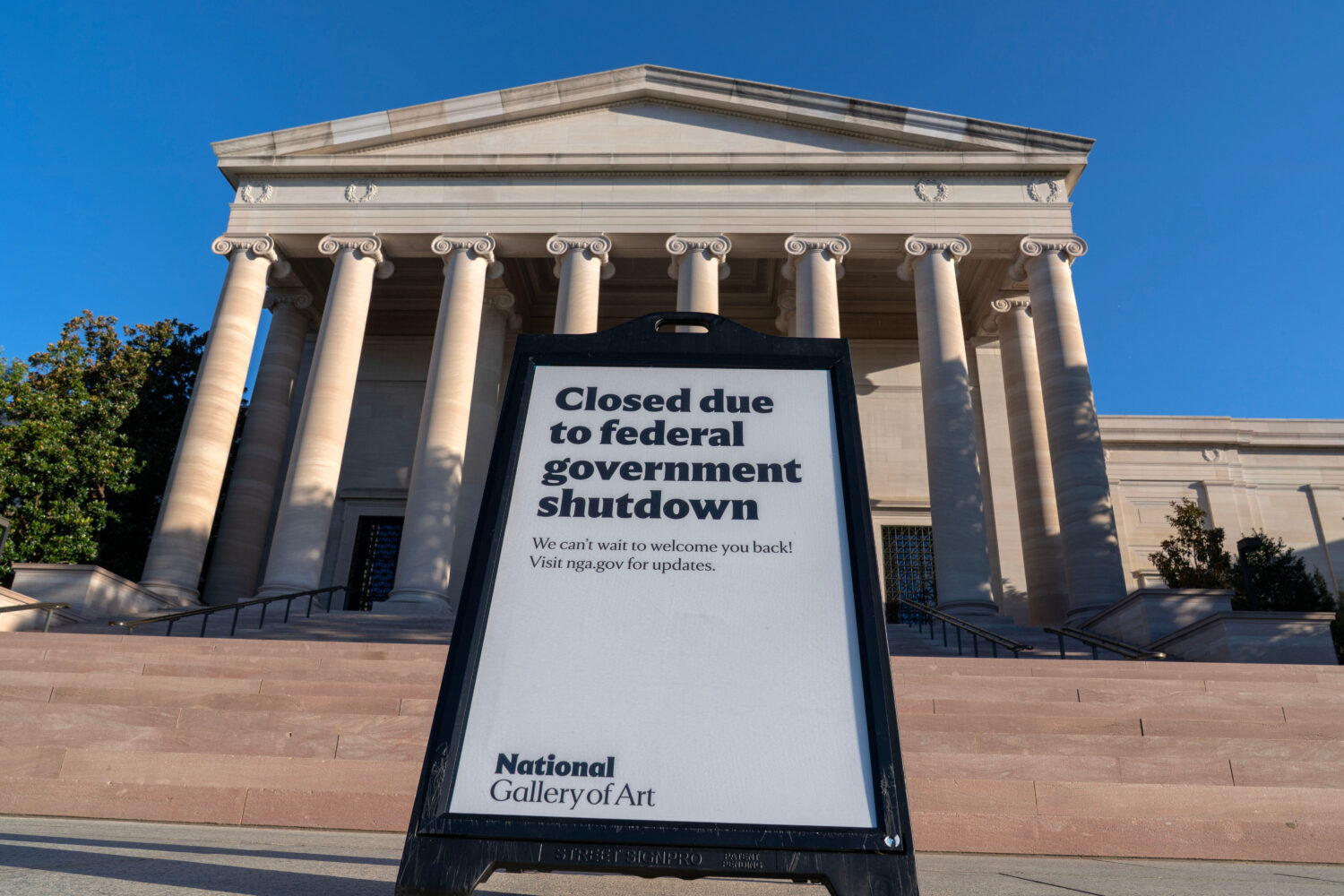FILE - A sign that reads "Closed due to federal government shutdown," is seen outside of the Nation...